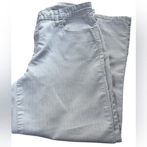 R Jeans Light Gray Striped Pants, zip/button closure, stretch, size 31, GUC